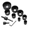 ABUL-11Pcs Hole Saw Kit Carbon Steel Metal Circle Power Drill Hole Cutter For Wood PVC And Plastic