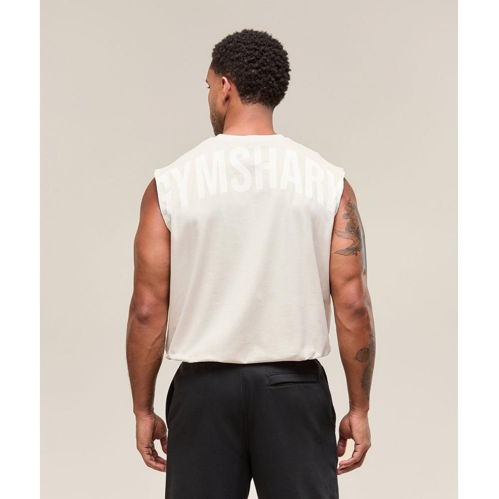 

Gymshark Power Cut Off Tank Oat White A2c9m Wc1v