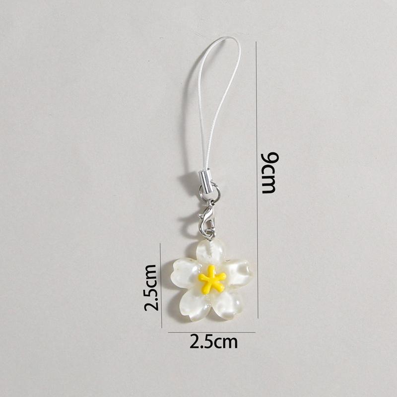 Cute Colorful Resin Cherry Blossom Keychain Korean Style Fresh Mobile Phone Chain for Women Girls Couple Accessories Bag Gift