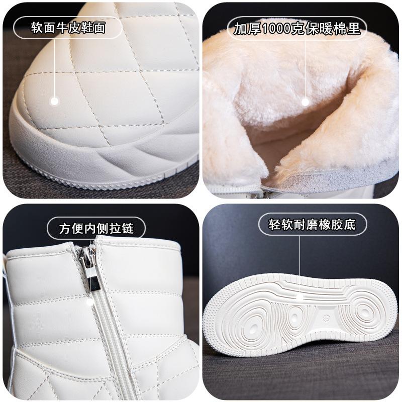 Ghete de zăpadă pentru femei Calde și groase Pantofi din bumbac catifelat Iarnă Tub scurt Pâine Pantofi din bumbac nord-estic