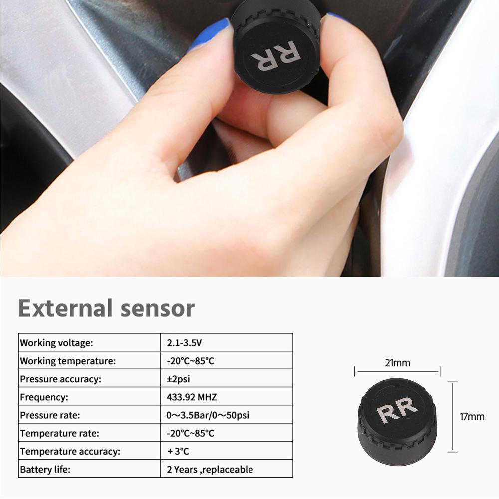 Solar Power TPMS Car Tire Pressure Alarm Monitor Intelligent Auto Security Alarm Digital Tyre Pressure Temperature Warning