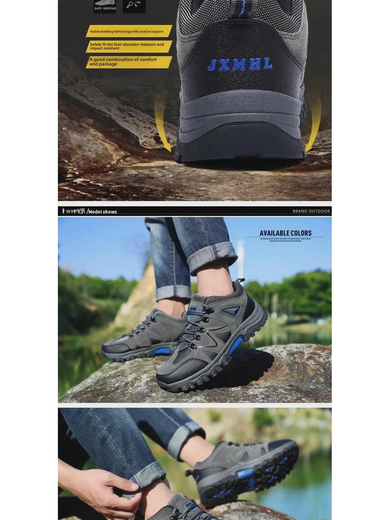 2021 Spring/Autumn Men's Low-Top Outdoor Hiking Shoes - Large Size Lace-Up for Off-Road Travel.