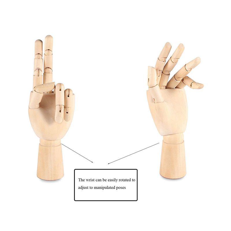 Promotion! 7inch Wooden Sectioned Opposable Articulated Left/Right Hand Figure Manikin Hand Model for Drawing, Sketching, Painti