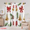 2 Stück, 2D-Flachdruck Vorhänge & Fensterdekoration Weihnachtsglocken Stechpalme Schleifen_a (4) Strapazierfähiger 100% Polyesterstoff (ohne Stange)