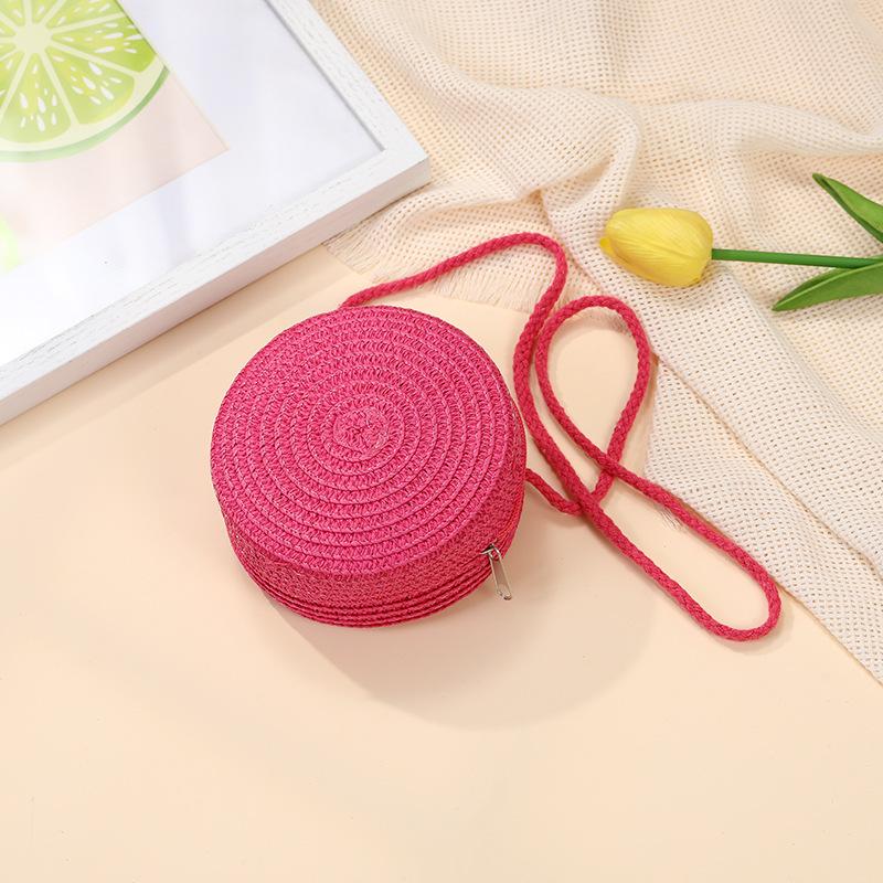 Children's bags Girls messenger bags New summer woven straw bags Seaside vacation girls round shoulder bag