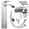 Bathroom washbasin tap, chrome, tall, standing, countertop, silver