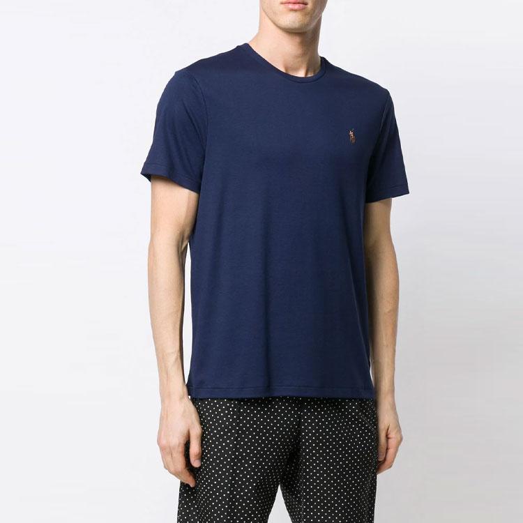 Polo Ralph Lauren Logo Embroidered Crew Neck Straight Hem Short Sleeve T-Shirt Men Tops Navy-Blue 710740727-003