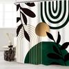 Miyotaa Emerald Green Abstract Shower Curtain Set 60Wx71H Inches Modern Mid Century Sun Leaves Plant Aesthetic Neutral Simple Ge