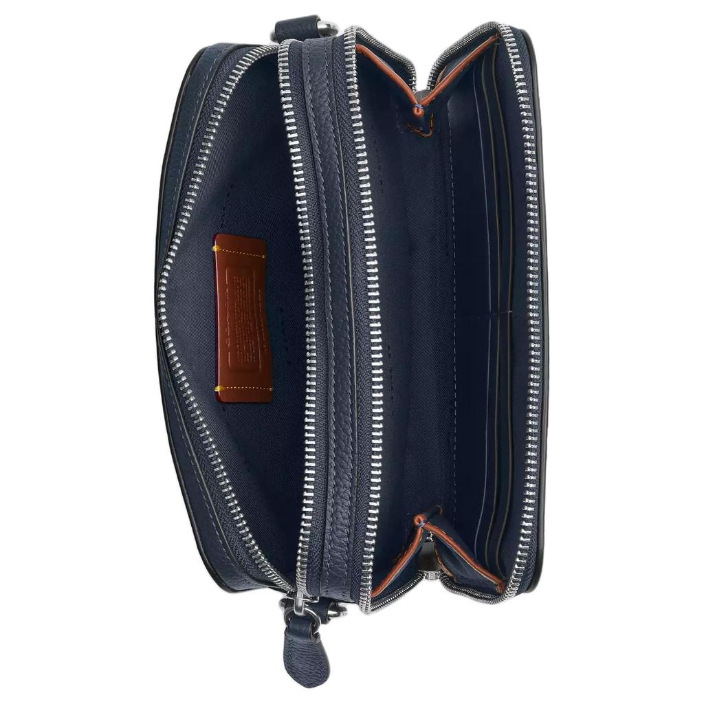 Coach Charter 19 Double Zipper Closure Detachable Shoulder Strap Polished Pebble Leather Shoulder Crossbody Bag Small Men Bags Navy-Blue CP270-DNA