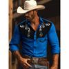 Nuova Camicia da Uomo a Maniche Lunghe, Stile Western Cowboy con Stampa a Fantasia Vintage, Top da Uomo alla Moda a Maniche Lunghe con Collo a Revers.
