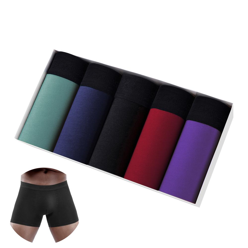 BONITOS 5Pcs Men's Panties Sexy Man Underpants Cotton Mens Boxers Underwear Monochrome