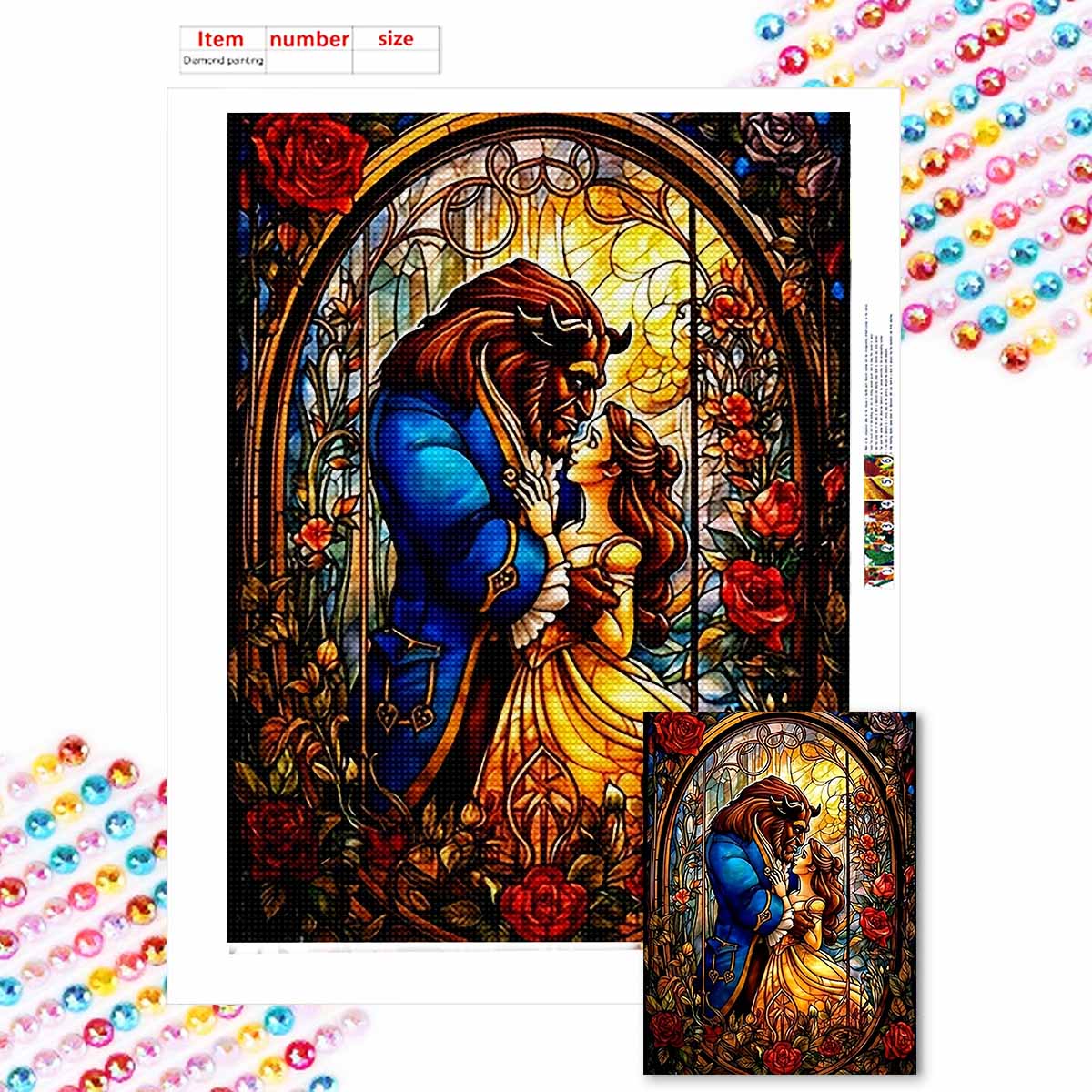 

Алмазная живопись своими руками Принцесса и Чудовище Набор для вышивания крестиком Мозаичное искусство Алмазная живопись Полная выкладка Алмаз Домашнее украшение Round 30x40cm