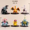 6Pcs Anime Pokemon Figure Pikachu Charizard Mewtwo Bulbasaur Set Model Toy Gift Collection Action Figure PVC Car Ornaments