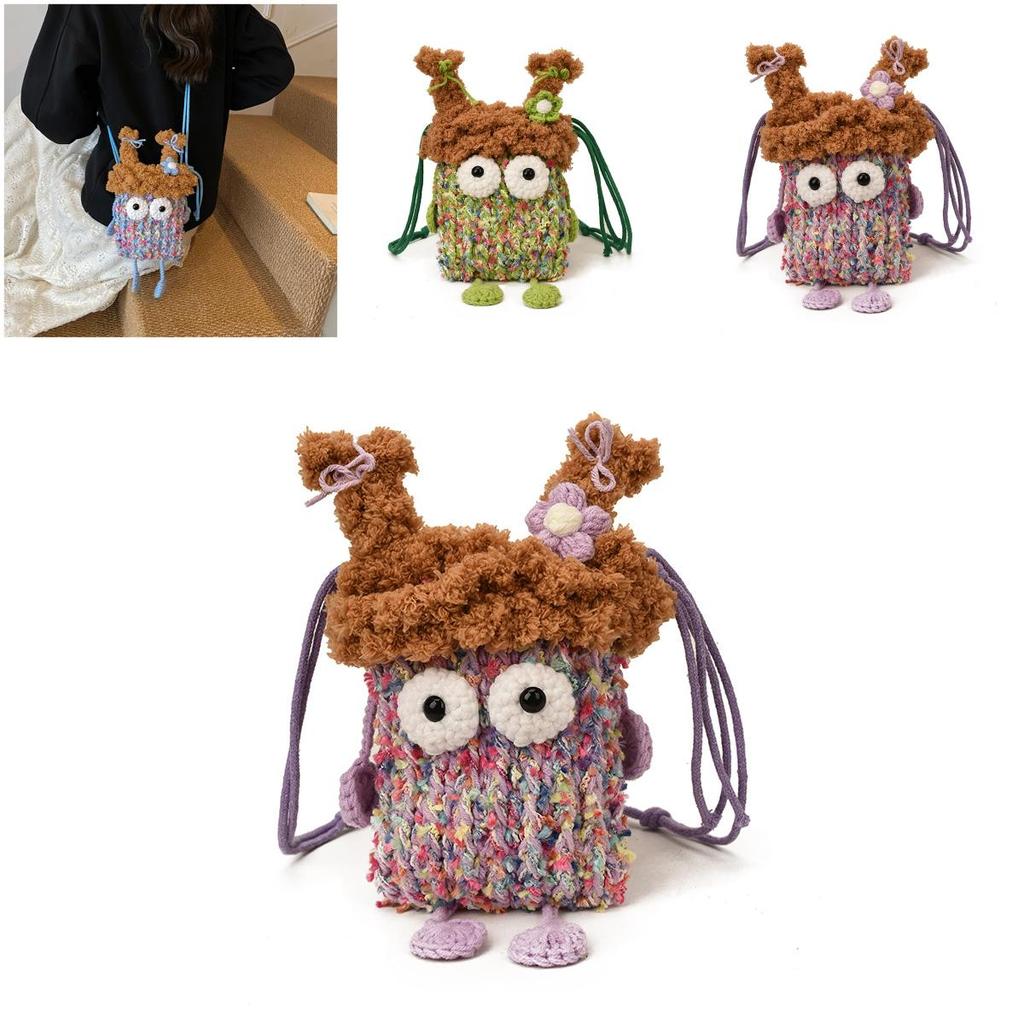 Cute Knit Ladies Crossbody Bag With Cartoon Design For Daily Use