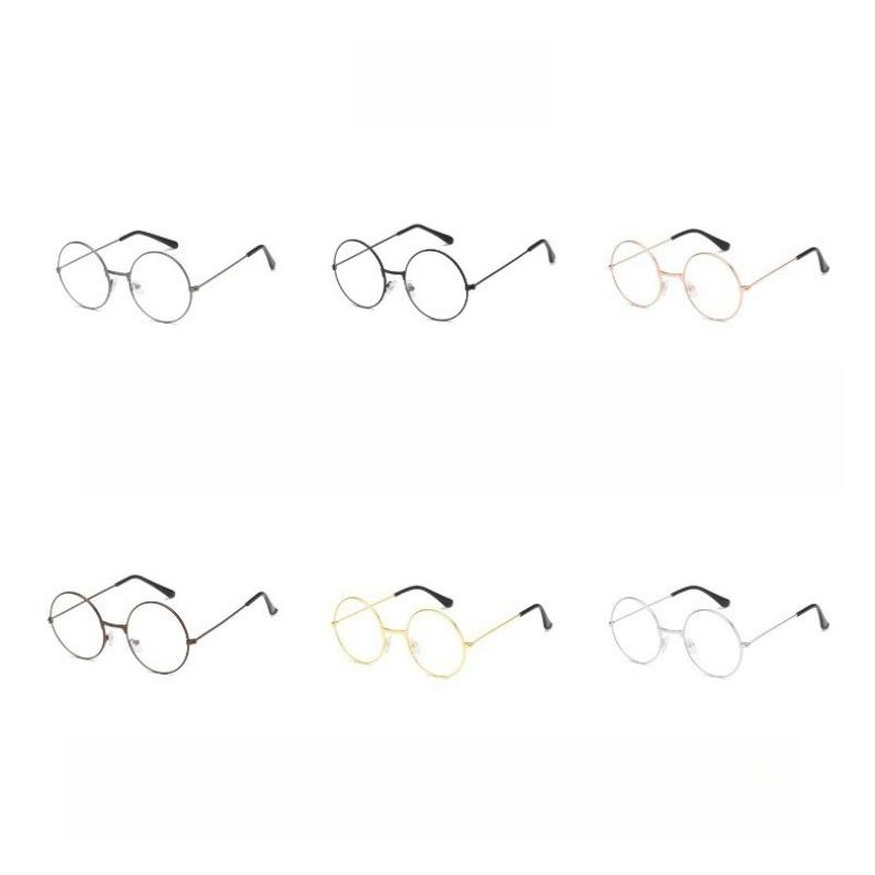 Round Metal Frame Glasses Flat Retro Art Glassesed Cosplay Anime Glasses Cosplay Accessories Anime Adult Boy Clothing Props Gift