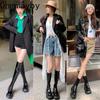 Punk Style Woman Knee-High Boots Zipper Fashion Patent Leather Long Booties  New Autumn Winter High Heel Ladies Shoes