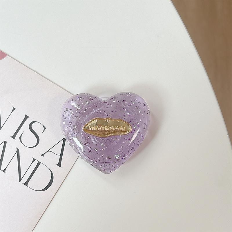 

Solid Color Transparent Sequined Love Mobile Phone Airbag Bracket Pasted Retractable Lazy Desktop Watching Drama Support Ring Buckle