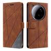For Xiaomi 15 Ultra Case Imprinted Lines PU Leather Splicing Wallet Phone Cover with Wrist Strap