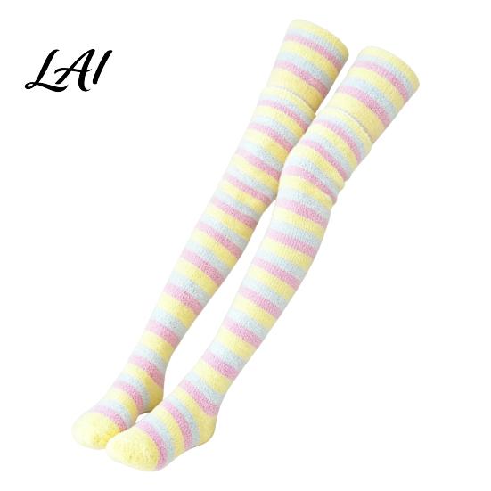 Fluffy Sleeping Socks 1 Pair Women Thigh High for Winter Thickened Coral Fleece Leg Soft Plush Warmer Long Stockings Warm Over Knee Boot Girls