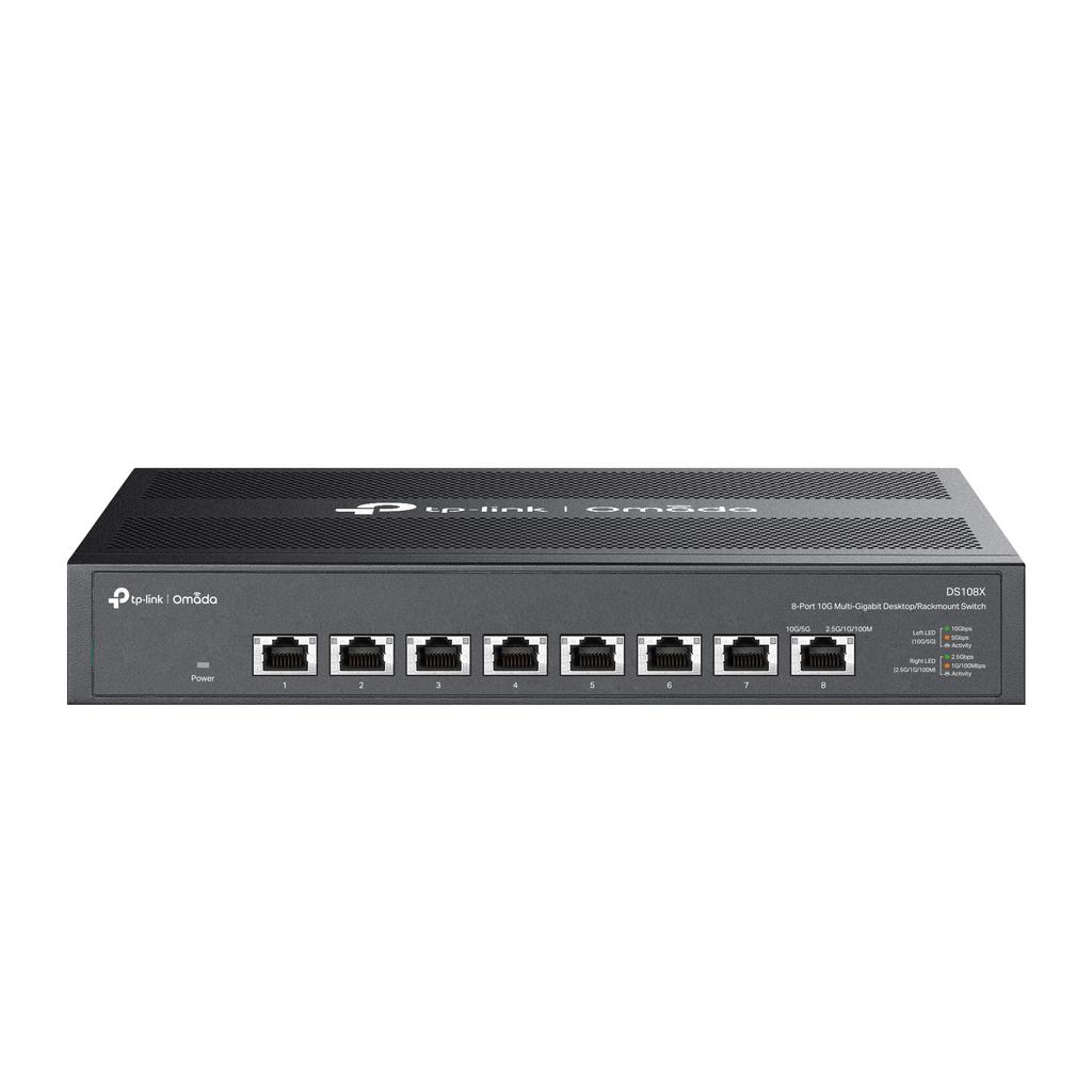 TP-Link DS108X LAN All Ports Silent Plug Metal No Setup Omada Warranty 8-Port Hub/Switching Hub, 10G/Multi-Gigabit, Fanless, Rackmount/Desktop Use, &