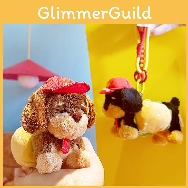 Original Plush Sausage Dog Hamburger Keychain With Soft Cartoon Style Design