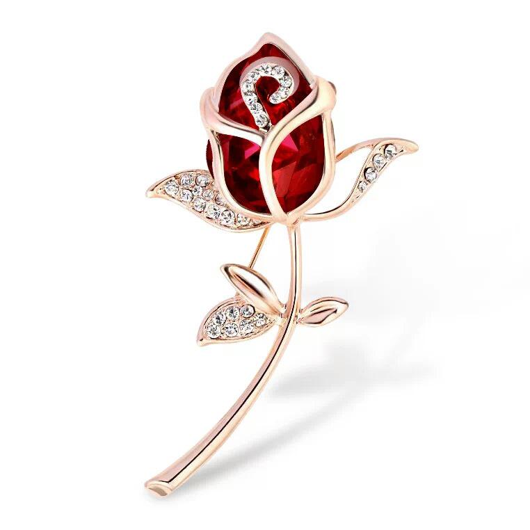 Elegant Rose Bow Tie Brooch Pin