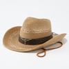 Ethnic Style Western Cowboy Straw Hat Women's Summer Outdoor Mountaineering Shading Sun Protection Hat Big Head Circumference Big Brim Sun Hat
