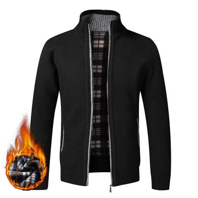Podzim Zima Teplý Kardigan Pánský Fleecové Svetry Bundy na Zip Slim Fit Luxusní Značka Pletený Svetr Kabát Americký Dres