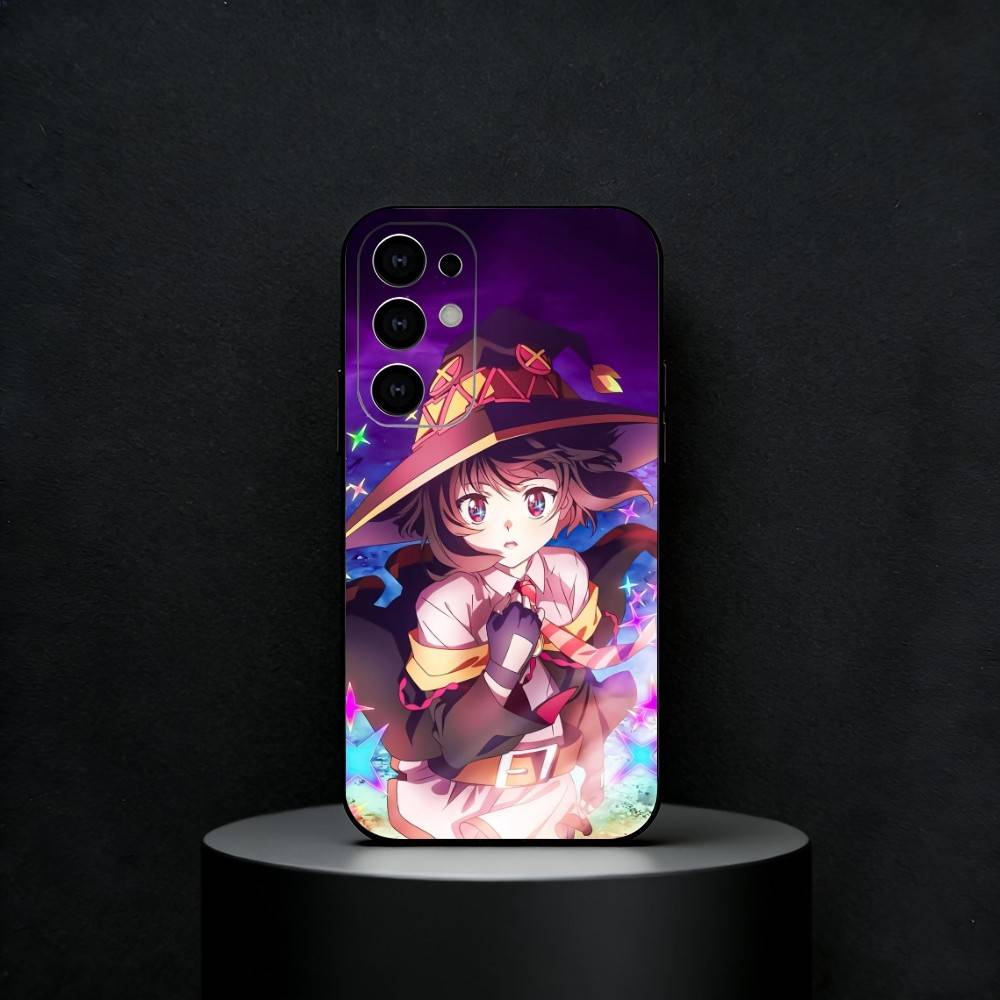Megumin Anime K-KonoSubaS Phone Case For Samsung S25,S24,S23,S22,S21,S20,Ultra,Plus,FE Black Soft Cover
