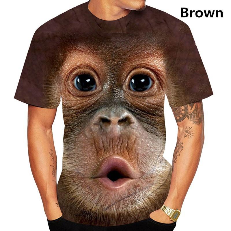 Lustiges T-Shirt mit Kuss-Affenlippe und Grafik für Herren, Kleidung, 3D-Parodie, Gorilla-Orang-Utan-Print, Unisex, kurzärmelig