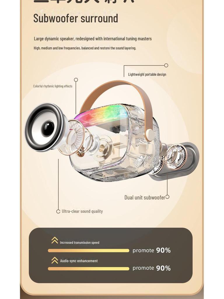 K30 Wireless Bluetooth Speaker with Colorful Lights and Dual Microphones - Portable Outdoor Audio and Song System