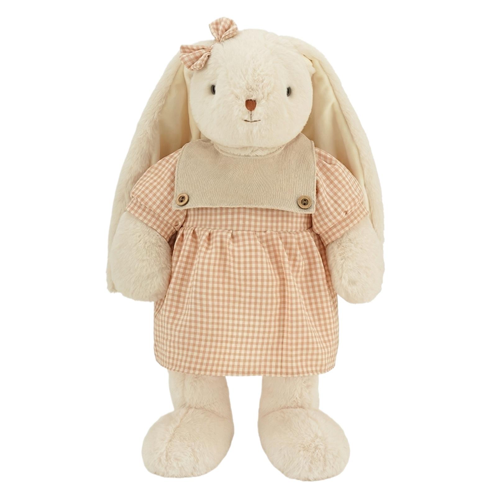 

50cm Plush Bunny Rabbit Stuffed Animal Soft Toy with Dress and Bow for Kids and Collectors Suitable for Display and Gift One Size бежевый