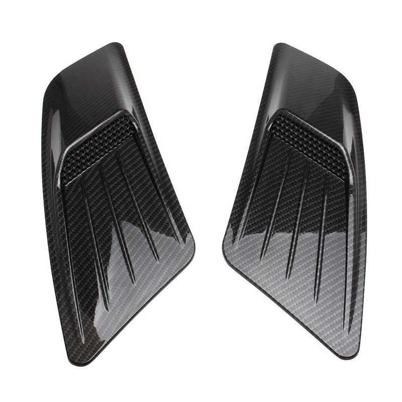 1 Paar Karbonfaser-Stil ABS Auto Motorhauben-Lüftungsgitter Lufteinlass-Abdeckung Zierleiste Dekoration Universal