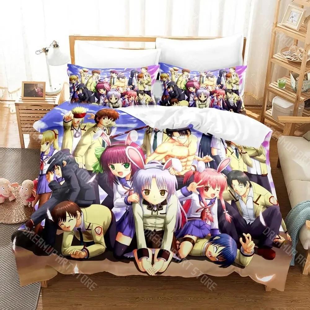 3D Printed Angel Beats Anime Bedding Set for Boys Girls Duvet Cover And Pillowcase Twin Queen King Full Single Double Sizes