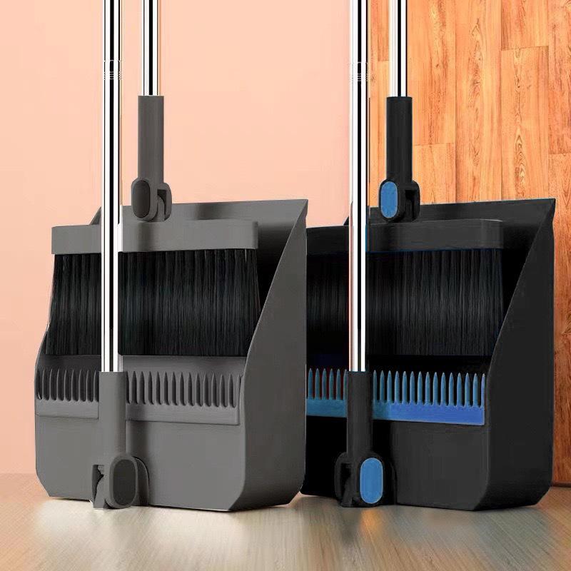 Large Soft Bristle Broom & Dustpan Set - Non-Stick Hair Cleaning, Two-Piece Sweeping Combo