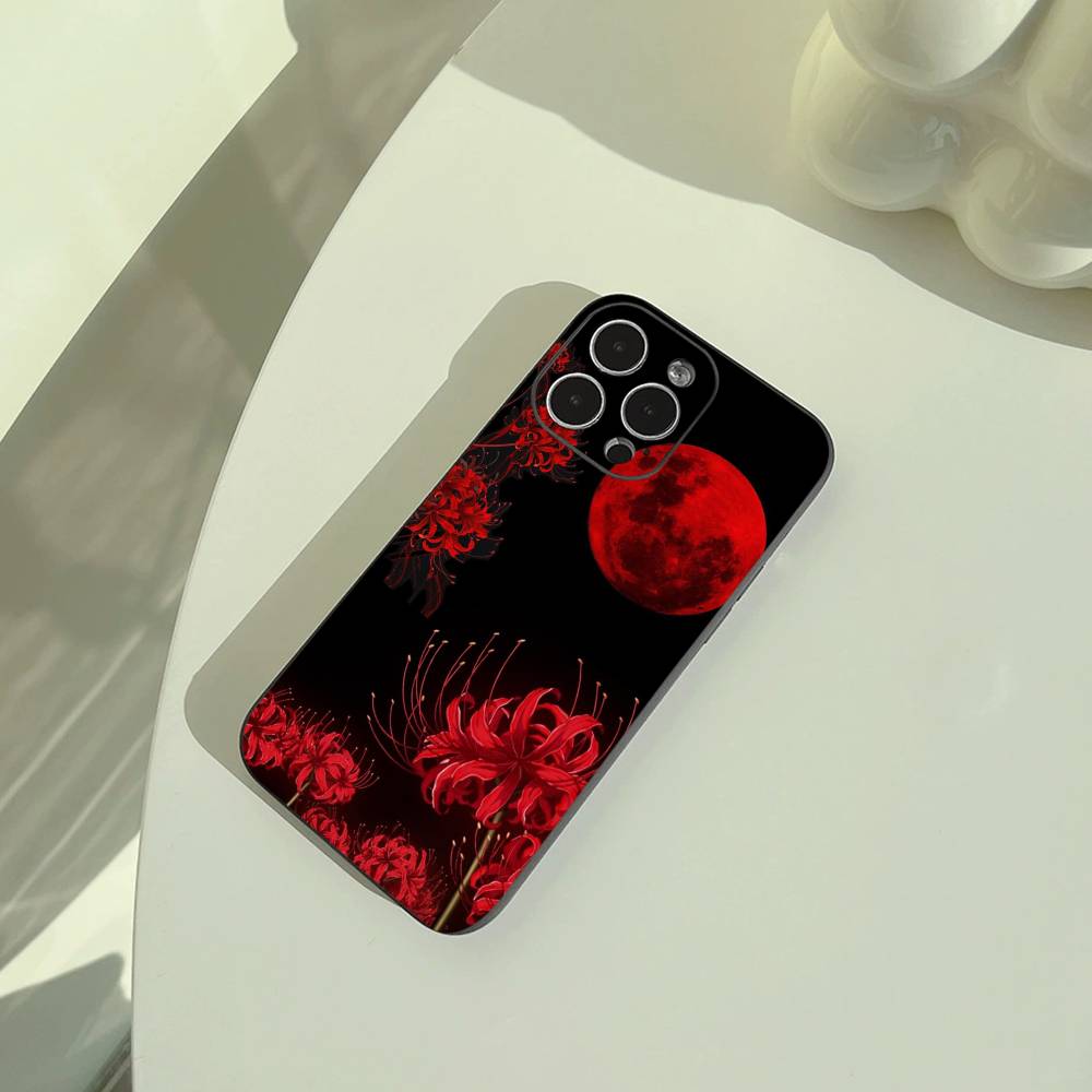 Tokyo-Red Spider Lily-Ghoul Phone Case For iPhone 17,16,15,14,13,12,11 Pro Max,16/15/14Plus,XS Soft Black Cover