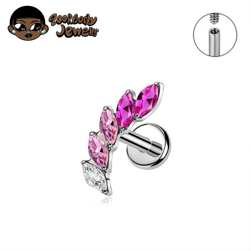 G23 Τιτάνιο 16G Εσωτερικό Σπείρωμα Labret CZ Piercing Χείλος Ρινικό Καρφάκι Stud Tragus Piercing Χόνδρος Αυτιού Helix Dait Κοσμήματα Σώματος
