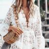 Women's Summer Bikini Smock Sexy V-neck Sunblock Lace Beach Dress