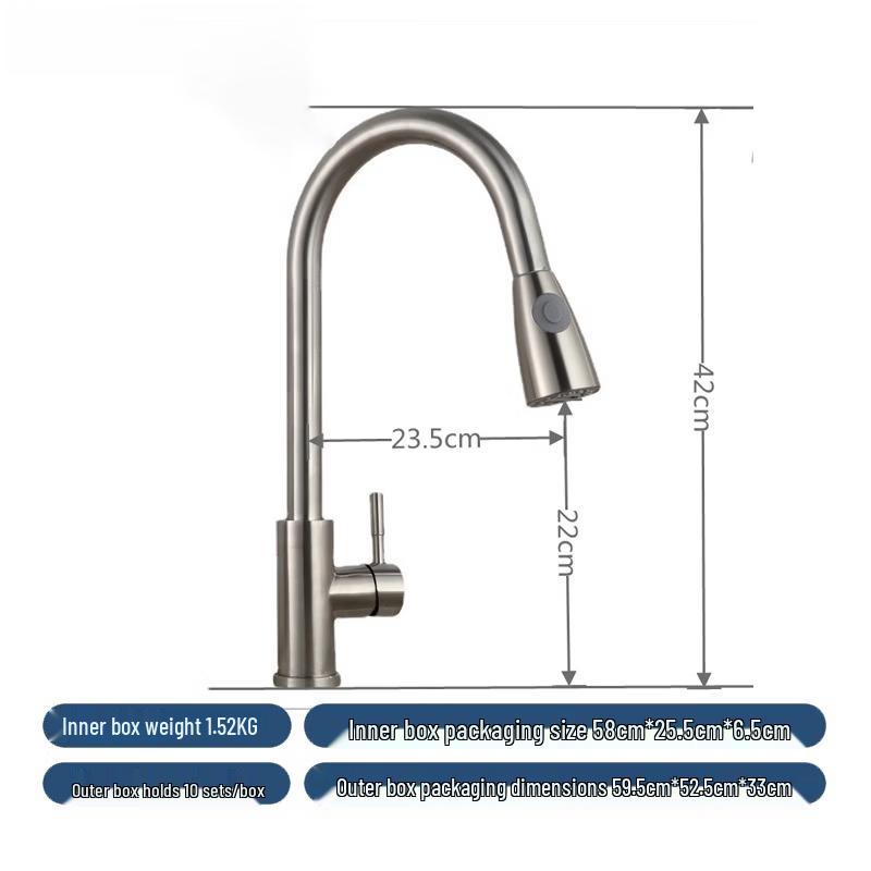 304 Stainless Steel Spring Pull-Out Kitchen Faucet