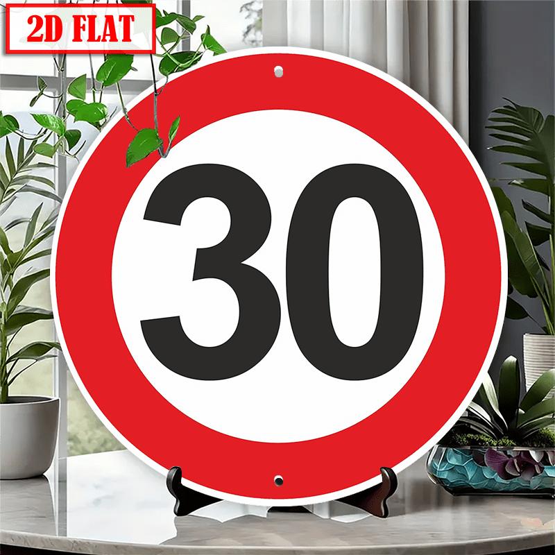 D Flat pc Round Aluminum Sign Kmh Speed Limit Traffic Sign Weatherresistant Metal Wall Decor for Indooroutdoor Use 20x20cm(8x8inch)