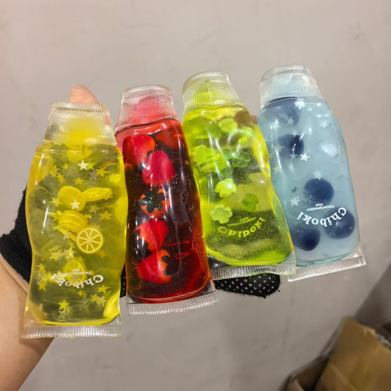 Heißer Verkauf Transparente Gelee-Flasche Squishy Spielzeug Kein Rückprall Obst Quetschspielzeug Sensorische Stressbewältigung Schreibtischdeko Spielzeug Erwachsene Asmr