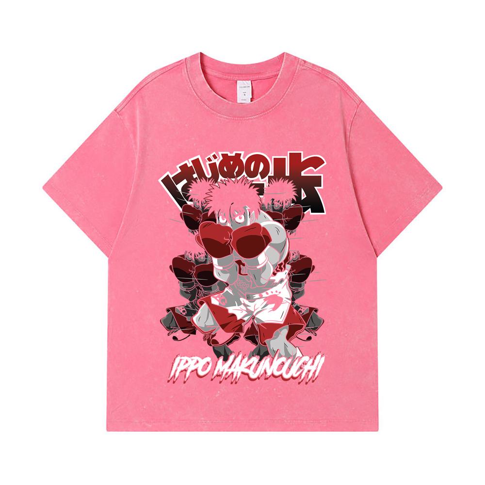 275 GSM Washed T-shirts 100% Cotton Hajime no Ippo V11 Ippo Print Unisex Heavy Cotton T Shirt
