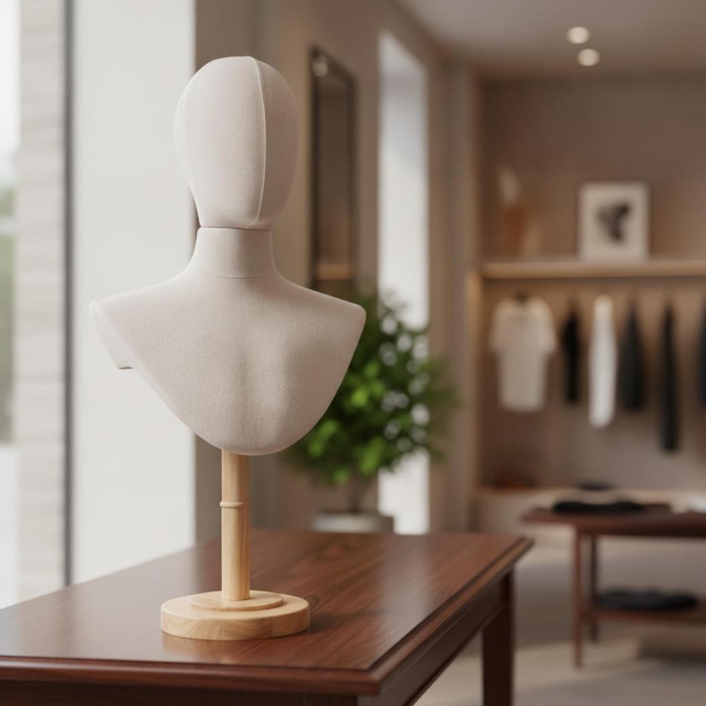 Head and Bust Mannequin Pin-Friendly Accessory Display Freestanding