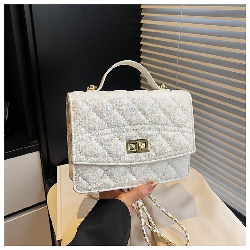 

New Fashion Chain Bag Lock Bag Women s Crossbody Shoulder Bag Double Shoulder Small Square Bag Women s белый