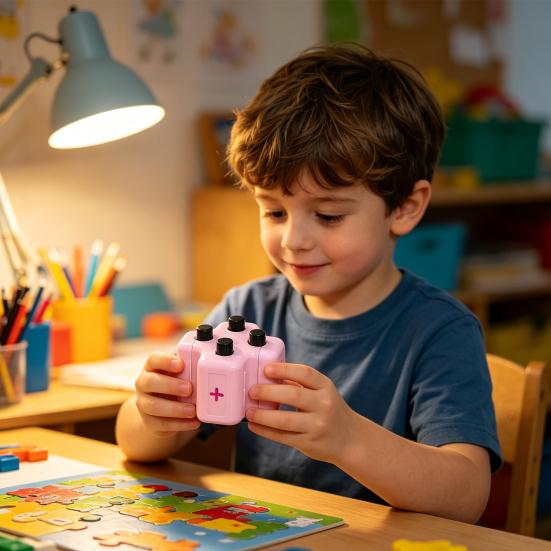 Elementary Math Learning Supplies 4-in-1 Practice Roller Stamp, Addition Subtraction Multiplication Division Skills Training for First to Third Grade