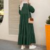 Loose Maxi Dress Large Hem Mid Waist Round Neck Long Sleeve Ruffle