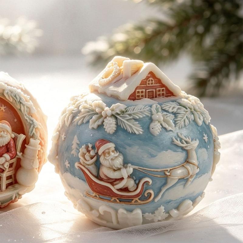 Christmas Snow Candle Making Silicone Mould Food Grade Flexible High Temperatures Resistant Easy Releases for Kids and Adults