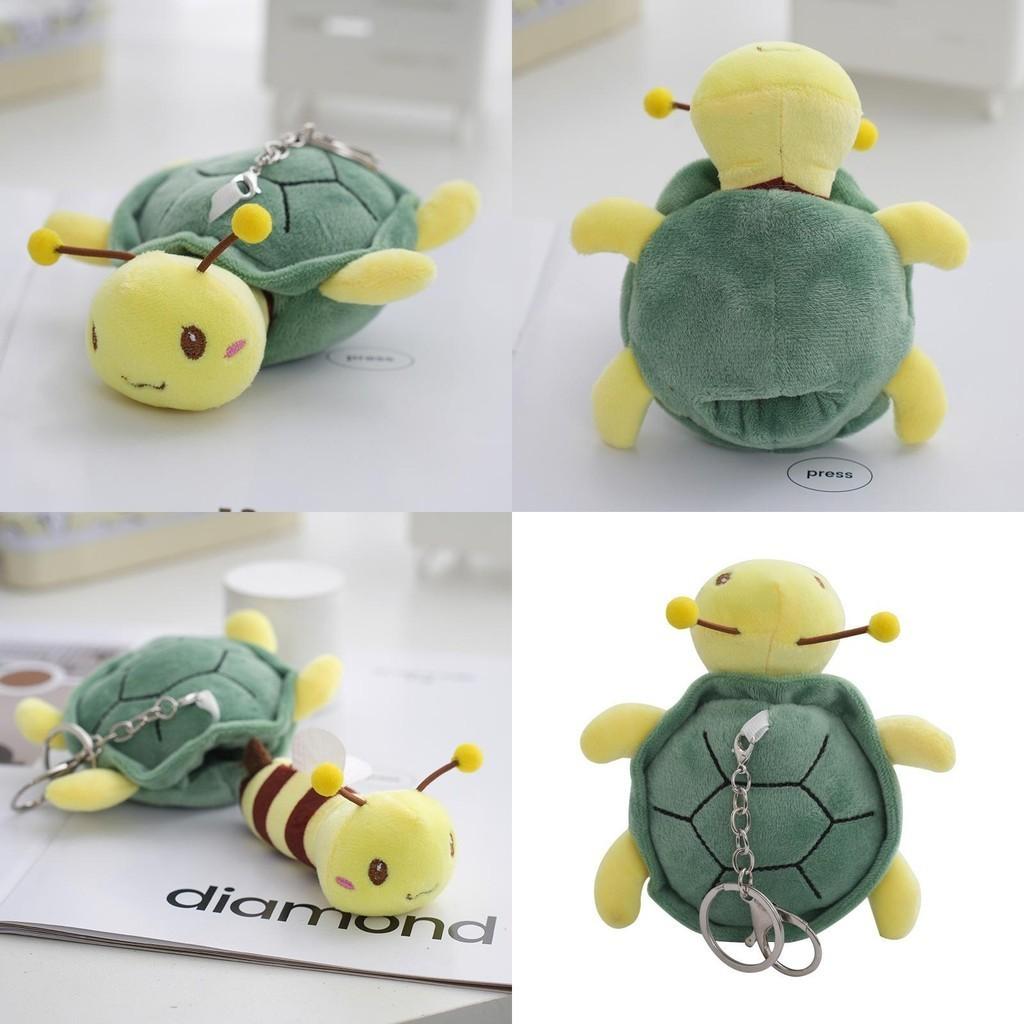 Adorable Plush Turtle Bee Keychain Soft Crystal Velvet Stuffed Animal