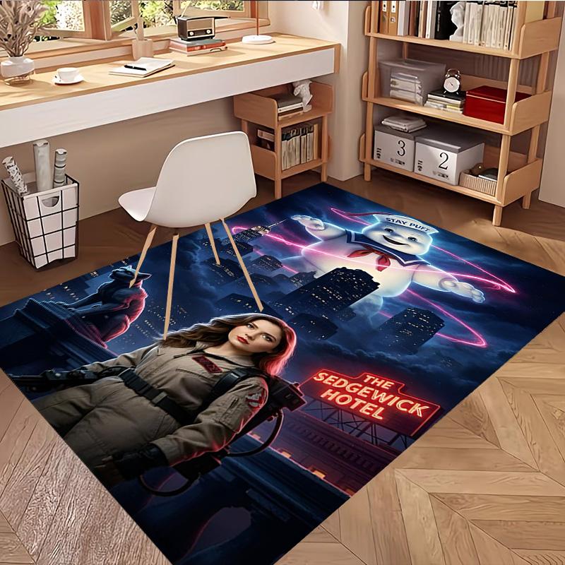 Ghostbusters Print Rug, Washable Floor Carpet, For Entryway Dorm Laundry Room Office Study, Home Decor Birthday Christmas Gift