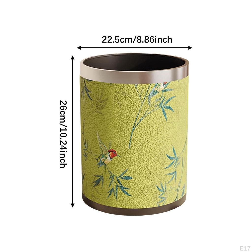 American Style PU Leather Wastebasket for Dorm and Bathroom